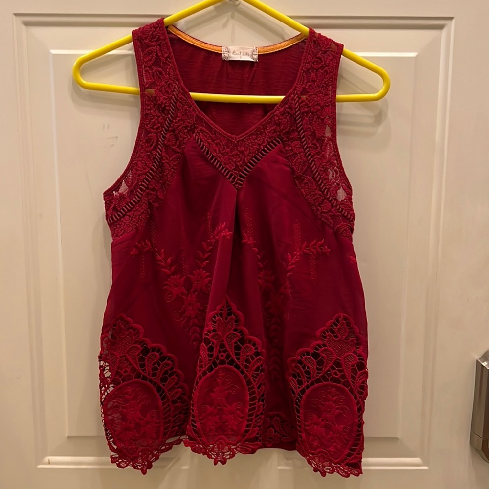 Altar’d State burgundy sleeveless shirt. - Picture 1 of 6